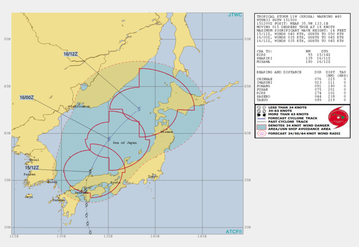 Krosa will become a cold low with gale-force winds within 24h Krosa will become a cold low with gale-force winds within 24h