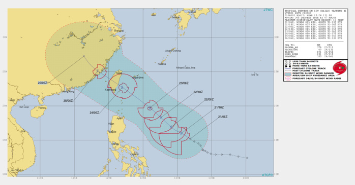Invest 97W is now TD BAILU(12W). Intensifying, landfall over Taiwan shortly after 72h