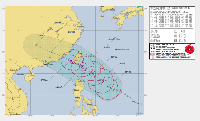 TS Bailu intensifying to Typhoon intensity within 24h, landfall over Taiwan shortly after 36h