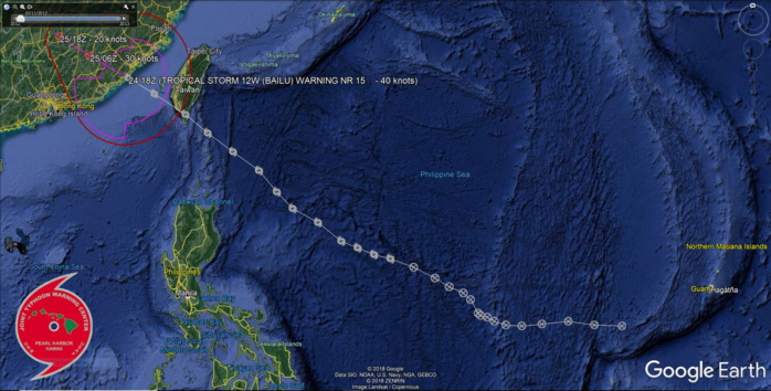 TS Bailu(12W) : Final Warning, Maximum intensity reached was 55knots. JMV file included TS Bailu(12W) : Final Warning, Maximum intensity reached was 55knots. JMV file included