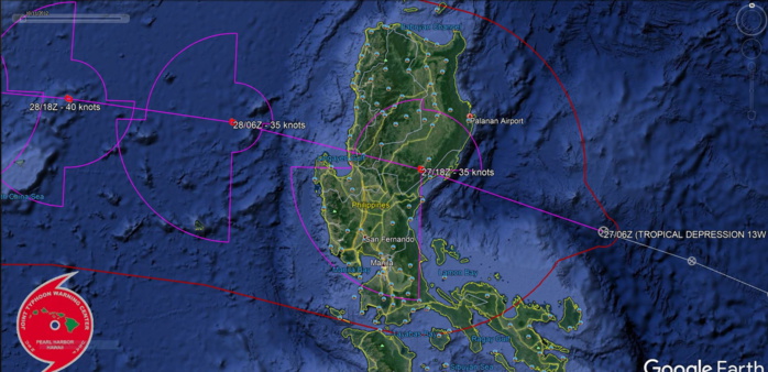 PODUL(13W) forecast over the South China Sea in 18h when intensification is likely