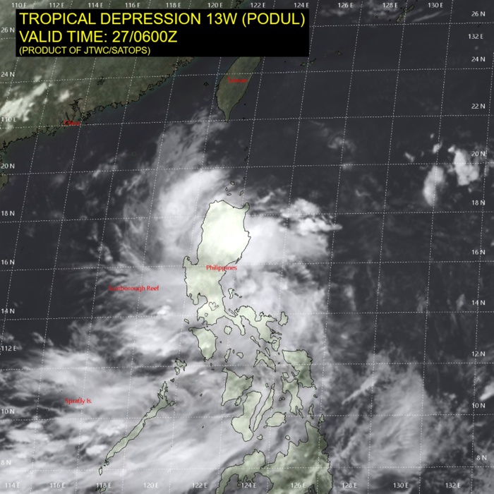 PODUL(13W) forecast over the South China Sea in 18h when intensification is likely PODUL(13W) forecast over the South China Sea in 18h when intensification is likely