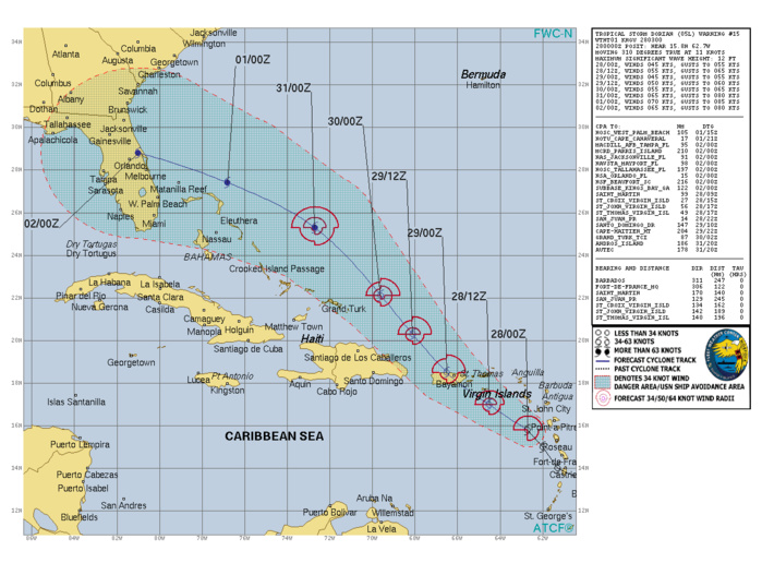 Ouragan: DORIAN pourrait menacer directement la Floride dans 3 jours au stade de cyclone tropical