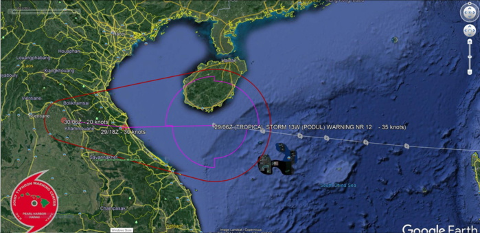 PODUL(13W) : landfall over eastern Vietnam in 12h, rapidly dissipating afterwards