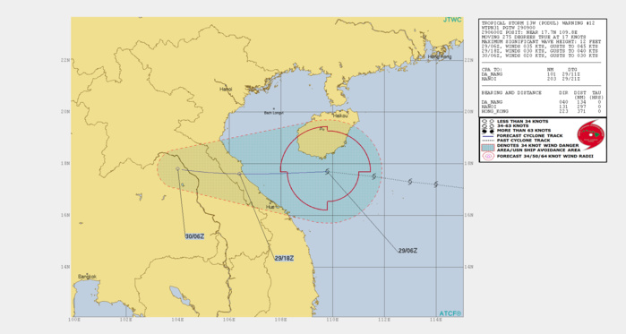 PODUL(13W) : landfall over eastern Vietnam in 12h, rapidly dissipating afterwards
