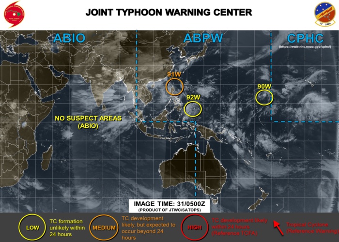 3 Invest areas under watch: 91W expected to intensify while over the South China Sea 3 Invest areas under watch: 91W expected to intensify while over the South China Sea