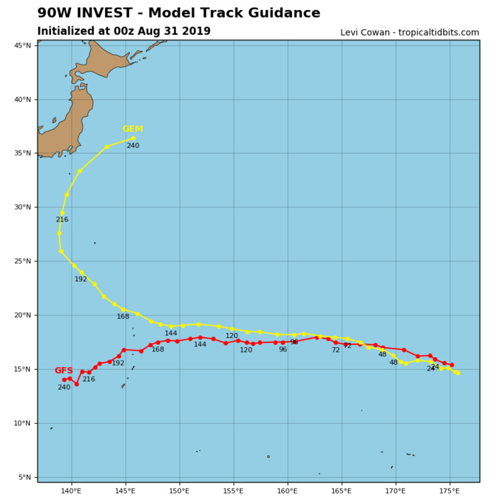 INVEST 90W: TRACK AND INTENSITY GUIDANCE INVEST 90W: TRACK AND INTENSITY GUIDANCE