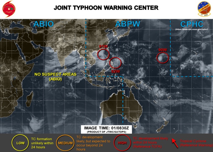 3 Tropical Cyclone Formation Alerts : Invests 91W, 92W and 90W