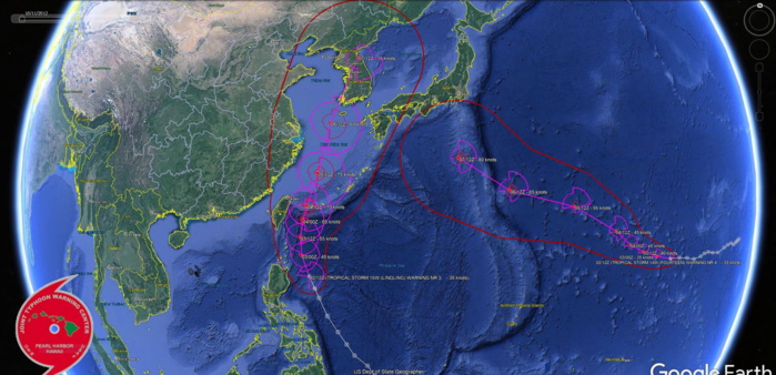 TS 14W and TS Lingling(15W) gradually intensifying. Invest 91W update