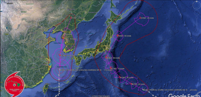 Typhoon Lingling: landfall in NKorea in 24h. Faxai: bearing down on Tokyo in 48h as a Typhoon