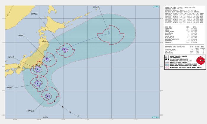 Typhoon Faxai: compact and dangerous category 3, rapidly approaching Tokyo area within 24h