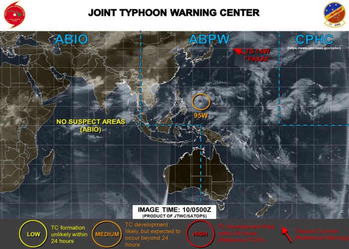Invest 95W: still Medium. Faxai(14W): maximum intensity reached was 115knots, cat 4