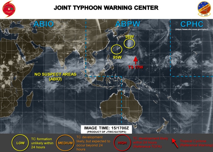 Peipah(17W) still a weak system.  Invest 95W & 98W: low chances of development next 24h Peipah(17W) still a weak system.  Invest 95W & 98W: low chances of development next 24h