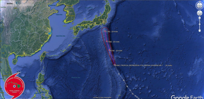TD Peipah(17W): weak and close to dissipation. 95W: low chances of development next 24h TD Peipah(17W): weak and close to dissipation. 95W: low chances of development next 24h