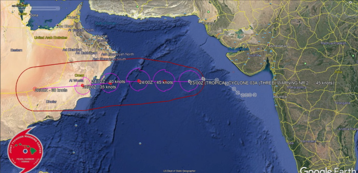 TC 03A midget-like , landfall south of Masirah/Oman shortly after 36h. Tapah(18W): Final Warning