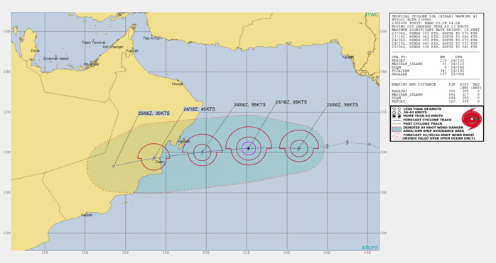 Tropical Cyclone Hikaa(03A) has been rapidly intensifying over the Arabian Sea