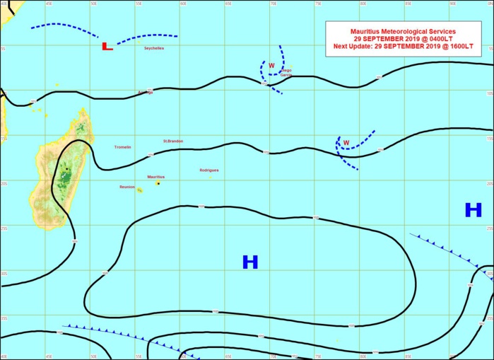 L'anticyclone(H) un peu en retrait domine gentiment les débats sur notre région. Cela donne un temps sec avec un alizé très modéré. MMS