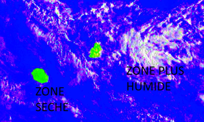 Photo satellite de 6h45. La Réunion est toujours dans une zone de temps plutôt sec. L'humidité touchant Rodrigues et Maurice gagne vers l'Ouest.