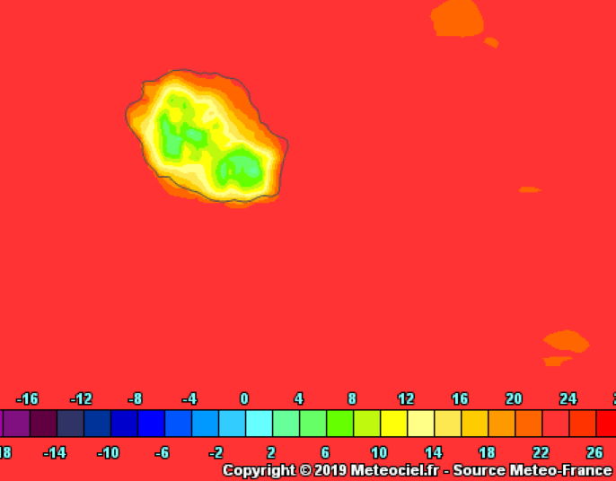 Retour de températures plus fraîches dans les hauts pour la nuit de mardi à mercredi. Arome. METEO FRANCE Retour de températures plus fraîches dans les hauts pour la nuit de mardi à mercredi. Arome. METEO FRANCE