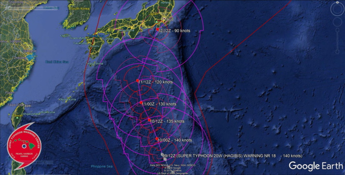 STY Hagibis, category 5, gradually weakening next 3 days while approaching Tokyo area