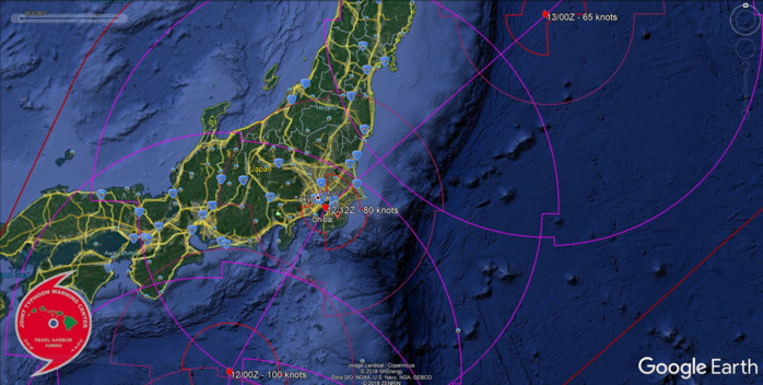 Typhoon Hagibis(20W) is bearing down on the Tokyo/Chiba area