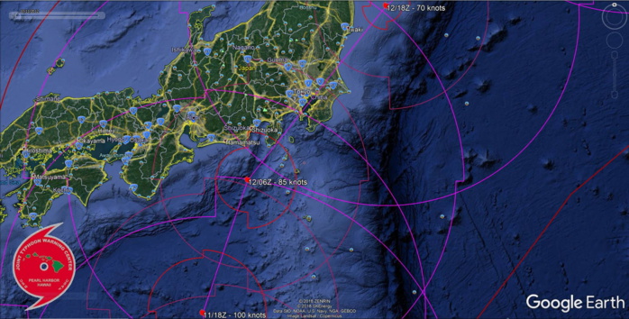 Typhoon Hagibis is forecast to track close to the Tokyo area in approx 30hours