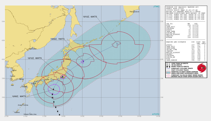 Typhoon Hagibis(20W) making landfall in the Tokyo area within 12hours
