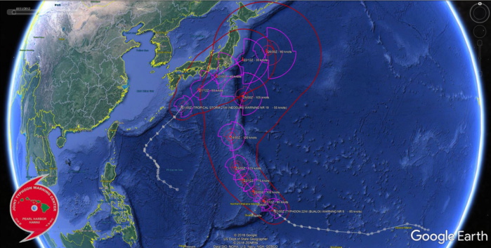 Neoguri(21W) becoming extratropical. Typhoon Bualoi(22W), cat 2 and intensifying