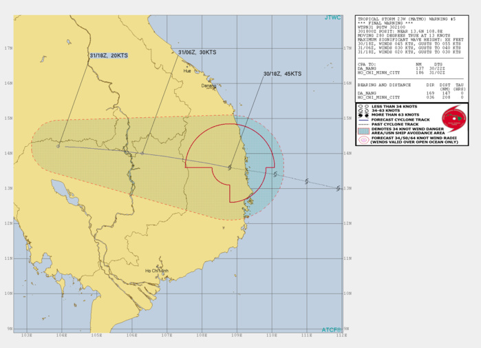 TS 23W: FINAL WARNING. MAXIMUM INTENSITY WAS 50KTS