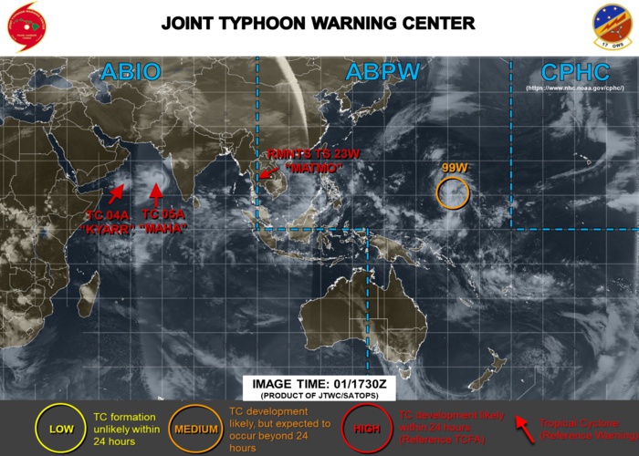 TC Maha(05A) forecast to intensify next 72h. Invest 99W update