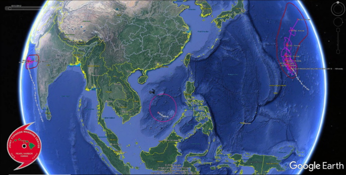 Halong:peak intensity/strong category 4 within 24h. Maha:near peak intensity. 90W&23W:close watch