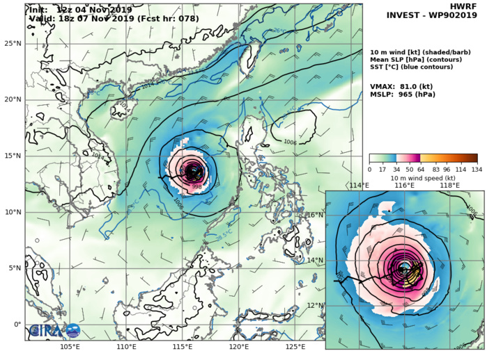 90W: HWRF: 81KTS AT +78H 90W: HWRF: 81KTS AT +78H