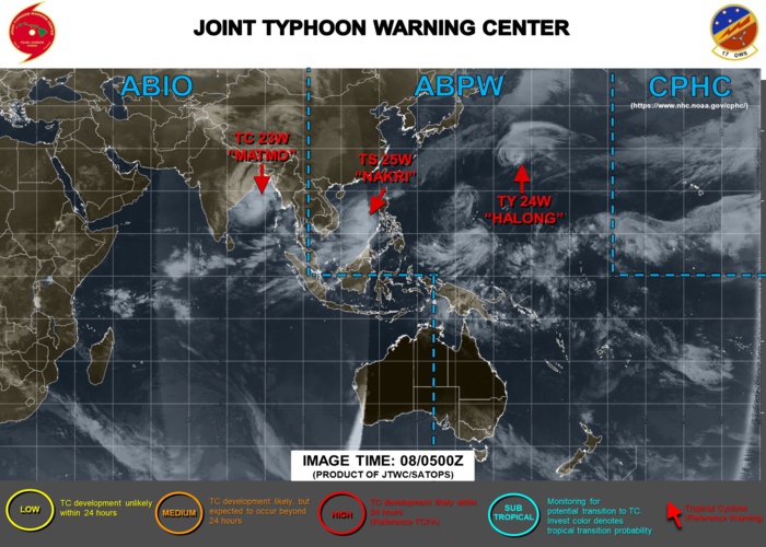 Matmo/Bulbul(23W) cat 2, Nakri(25W) cat1 and TS Halong(24W): updates