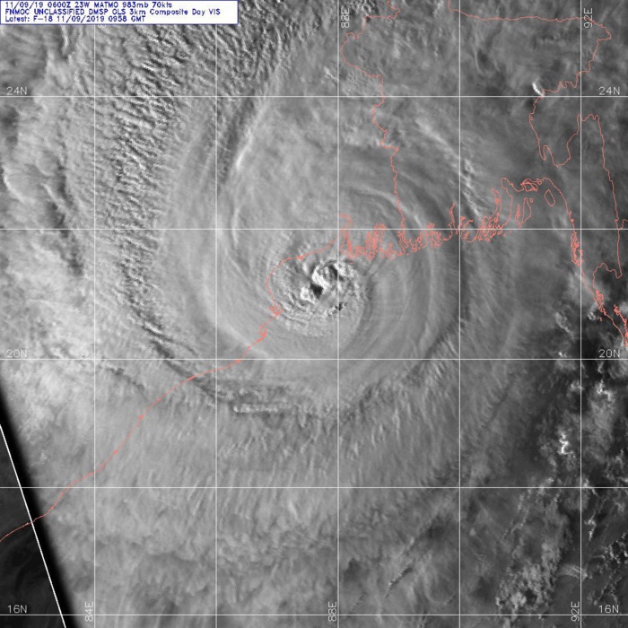TC Matmo/Bulbul landfall approx 100km south of Kolkata as a dangerous Cat 2