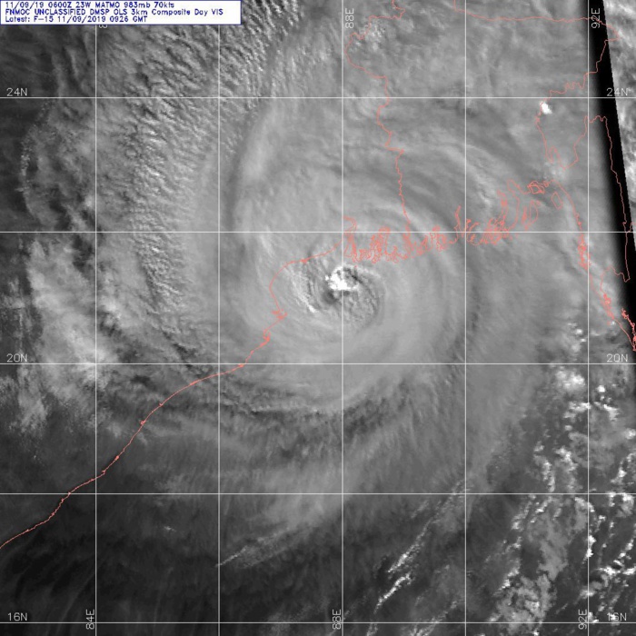 TC Matmo/Bulbul landfall approx 100km south of Kolkata as a dangerous Cat 2