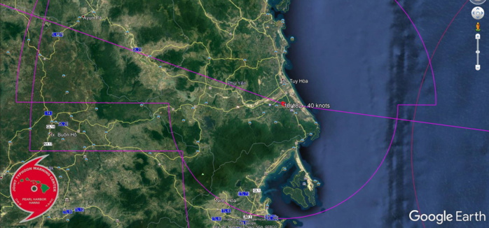 FORECAST LANDFALL AREA SHORTLY BEFORE 12H