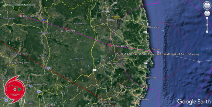 Tropical Storm Nakri(25W) making landfall as a 55knots cyclone