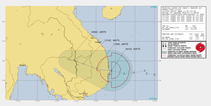 Tropical Storm Nakri(25W) making landfall as a 55knots cyclone
