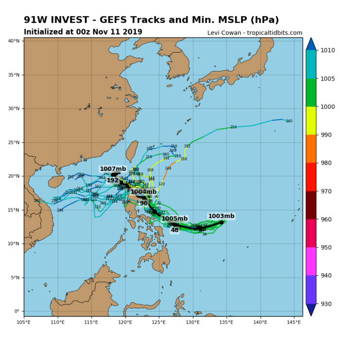 INVEST 91W: GFS ENSEMBLE