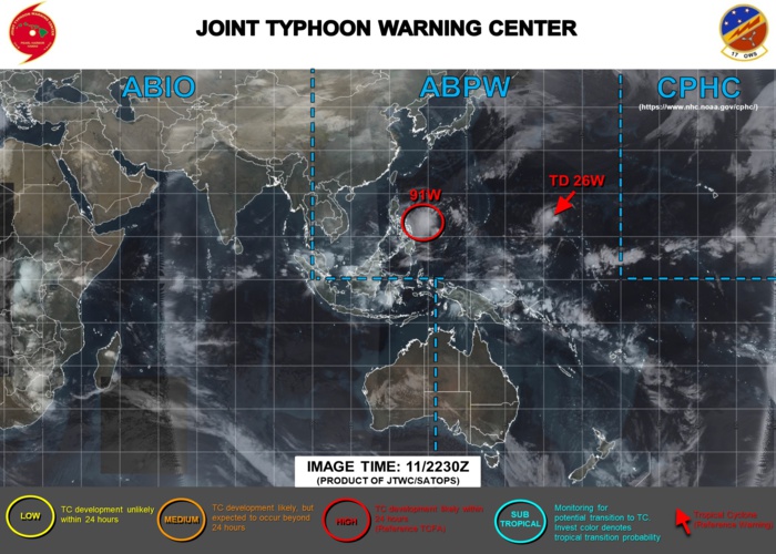 Invest 91W: Tropical Cyclone Formation Alert. TD 26W: update