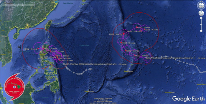 Kalmaeji and Fengshen updates at 14/03UTC