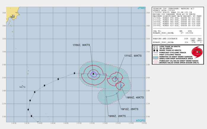 TY 26W: FORECAST TO WEAKEN RAPIDLY NEXT 24H