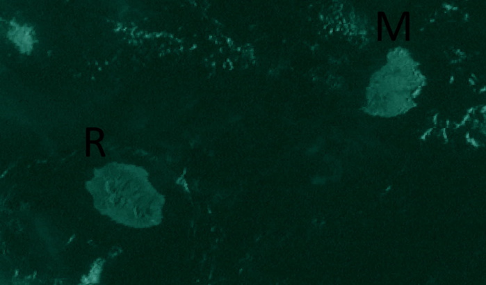 La Réunion et Maurice vues par le satellite indien Insat3D à 7h15 ce jeudi matin. IMD