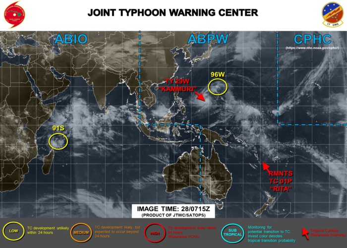 Invest 96W and Invest 91S: LOW