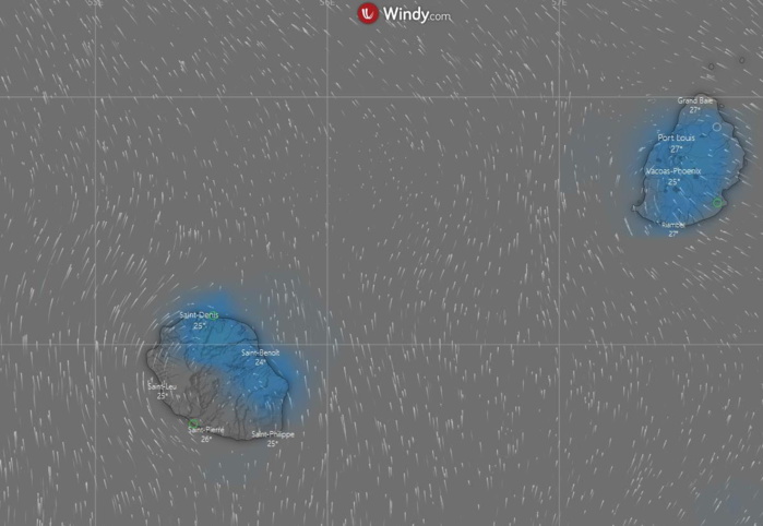 Simulation du modèle européen pour vendredi après-midi. WINDY