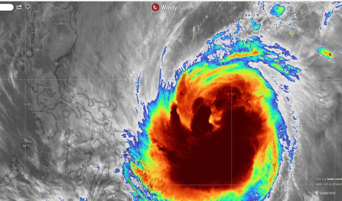 Kammuri(29W) is developing an eye while intensifying. Could be near Virac in apprx 36h