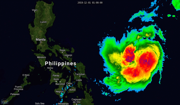 Kammuri(29W) is developing an eye while intensifying. Could be near Virac in apprx 36h