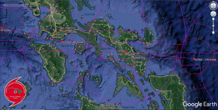 Kammuri(29W): rapid intensification next 24h then tracking between Virac and Legazpi 