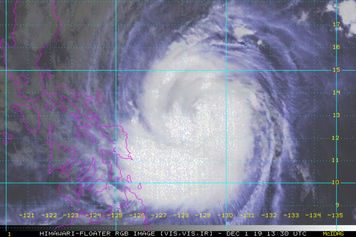Kammuri(29W): rapid intensification next 24h then tracking between Virac and Legazpi 