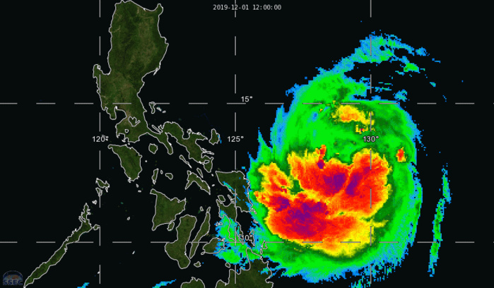 Kammuri(29W): rapid intensification next 24h then tracking between Virac and Legazpi 